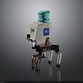 Small Bionic Robot With Turquoise Dome White Body And Number 80 On Metallic Legs