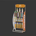 AVID FLEX Display Shelf With Orange And White Bottled Products And Top Logo