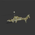 Military Attack Helicopter With Camouflage Paint Rotors Tail Rotor And Weapons