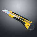 Yellow And Black Utility Knife With Ergonomic Handle And Sharp Blade 3d model