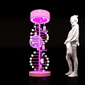 Pink Illuminated DNA Structure Display With Human Figure And Champagne Elements 3d model