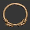 Golden Metallic Bangle With Circular Design And Spiral Decorations For Daily Accessory