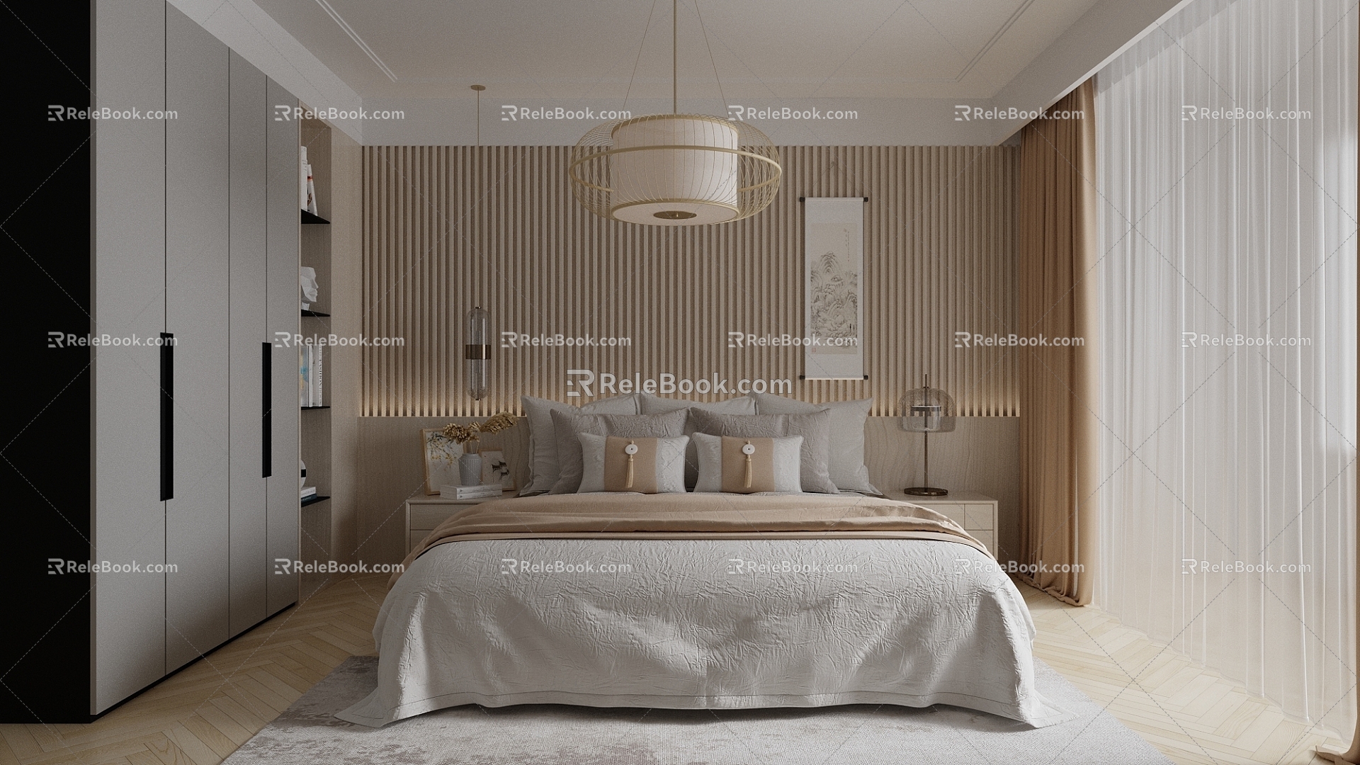 New Chinese Style Bedroom Home Decoration 3d model