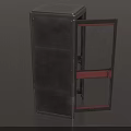 Public Telephone Booth With Metal Structure Glass Door And Red Handle