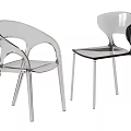 Modern Transparent Dining Chairs Featuring Curved Backrest And Stylish Design 3d model