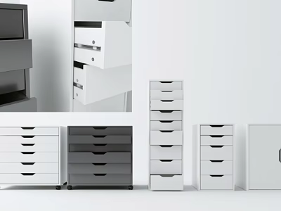 Modern Entryway Cabinet Sideboard With Multiple Drawers White Gray Storage Design 3d model