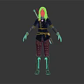 Gray Haired Fantasy Mythical Character Wearing Black Leather Armor With Axe