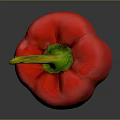 Fresh Red Bell Pepper Vegetable with Shiny Surface Green Stem and Vibrant Color
