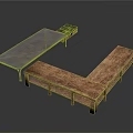 Modern Furniture Set With Metal Frame Long Table And Wooden L Shaped Bench