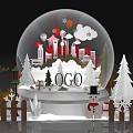 Christmas Decorative Snow Globe With City Skyline Snowman Reindeer And Trees