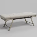 Modern Upholstered Sofa Bench With Padded Fabric Seat And Sleek Metal Legs Design