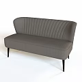 Modern Gray Multi Seat Sofa With Ribbed Backrest And Black Slim Legs 3d model