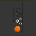 Industrial Fluid Handling System With Orange Tank Gray Pipes And Motor Pump