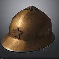 Vintage Copper Helmet With Star Emblem And Ornate Decorative Details