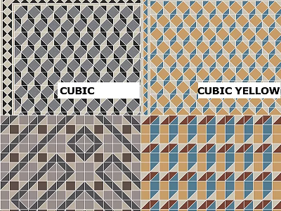 Cubic Tiles Featuring Geometric Patterns And Color Variations In Yellow Gray Blue Brown 3d model