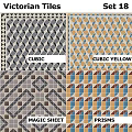 Cubic Tiles Featuring Geometric Patterns And Color Variations In Yellow Gray Blue Brown