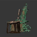 Wooden Garden Furniture Set Including Benches And Planter Box With Green Plants