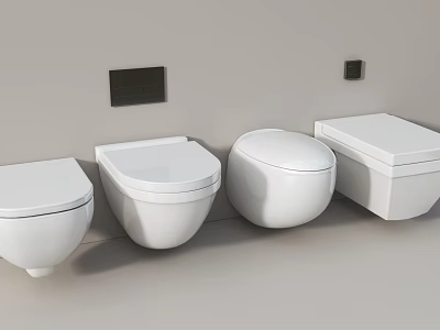 Modern White Toilets In Various Styles For Bathroom Interior 3d model