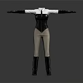 Stylish Women's Outfit With Corset Shirt Beige Pants And Leather Boots