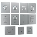 Modern Home Switch Panels With Different Designs And Sleek Silver Finish 3d model
