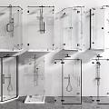 Modern Bathroom Shower Enclosures Featuring Multiple Shower Head Designs And Clear Glass Panels