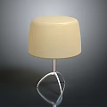 Beige Round Stool With Shiny Metal Three Legged Base And Modern Design