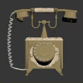 Vintage Classic Telephone Design With Rotary Dial Brass Accents And Marble Base