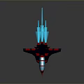 Colorful Red Blue Jet Fighter 3D Model With Blue Flame Exhaust