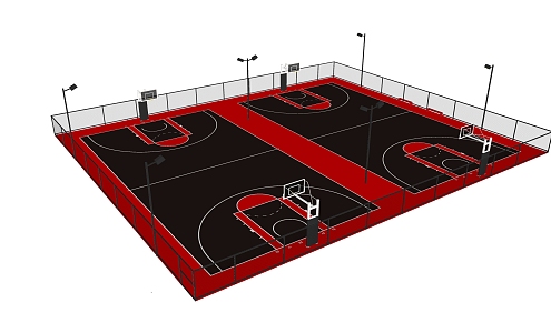 outdoor basketball court modern basketball court 3d model