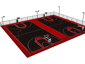 outdoor basketball court modern basketball court 3d model