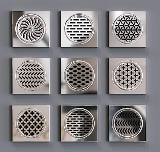Modern floor drain stainless steel floor drain combination 3d model