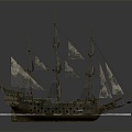 Modern sailing ship armored ship cartoon ship 3d model