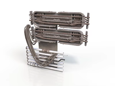 Industrial Mechanical Equipment With Metal Structure And Connected Cables 3d model