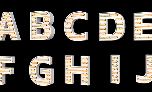 Neon letters three-dimensional material 3d model