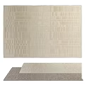 Modern Square Rug With Geometric Striped Pattern In Beige And Gray Neutral Tones 3d model