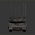 Military Tank With Multiple Antennas Long Gun Barrel Metallic Tracks And Camouflage Design