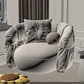 Beige Armchair With Pillow Small Side Table Apple And Sunflower Rug Near Window