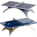 Modern Ping Pong Sports Equipment Tables With Blue Gray Tabletop Wooden Metal Legs And Net