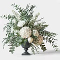 Elegant Black Vase Floral Arrangement With White Roses Hydrangeas And Eucalyptus Leaves