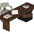 Middle style desk and chair combination 3d model