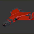 Futuristic Red And Gray Aircraft Model With Geometric Shapes And Reflection