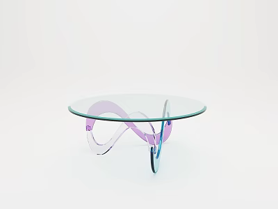 Modern Glass Top Coffee Table With Curved Purple Blue Stand Unique Design 3d model