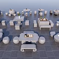 Modern Landscape Seats Design With Stone Tables And Natural Decor Elements 3d model