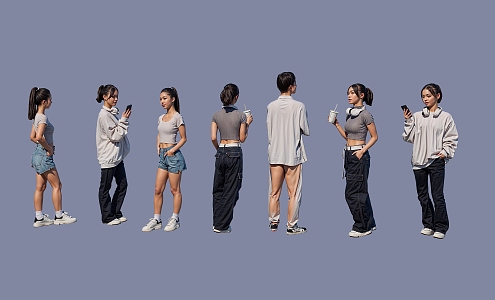 Many people women walking people 3d model