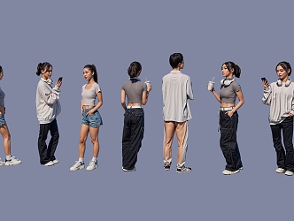 Many people women walking people 3d model