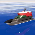 Stylish Modern Yacht With White Red Green Exterior Sailing On Blue Ocean Water
