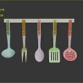 Metal Weapons With Wooden Handles Hanging On Wall Mounted Rack