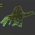 Spinosaurus Dinosaur 3D Model Standing Pose With Open Mouth And Orange Striped Sail