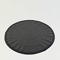 Woven Round Rugs in Dark Gray Light Gray and Blue on Wooden Floor
