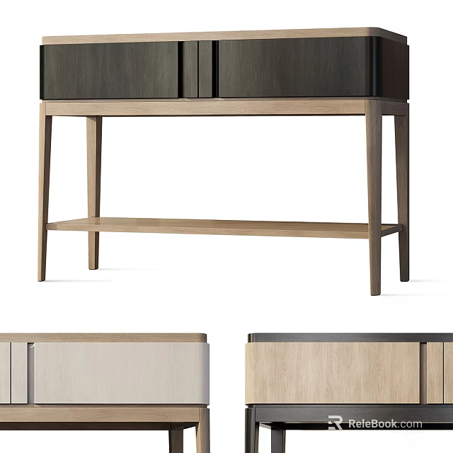 Minimalist Wooden TV Stand With Open Shelf And Storage Cabinet For Modern Living Room 3d model 